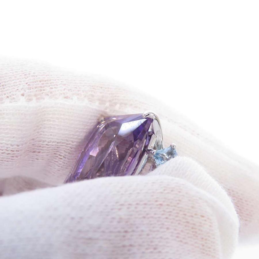 タサキ リング アクアマリン アメシスト 6.57ct ダイヤモンド 0.08ct