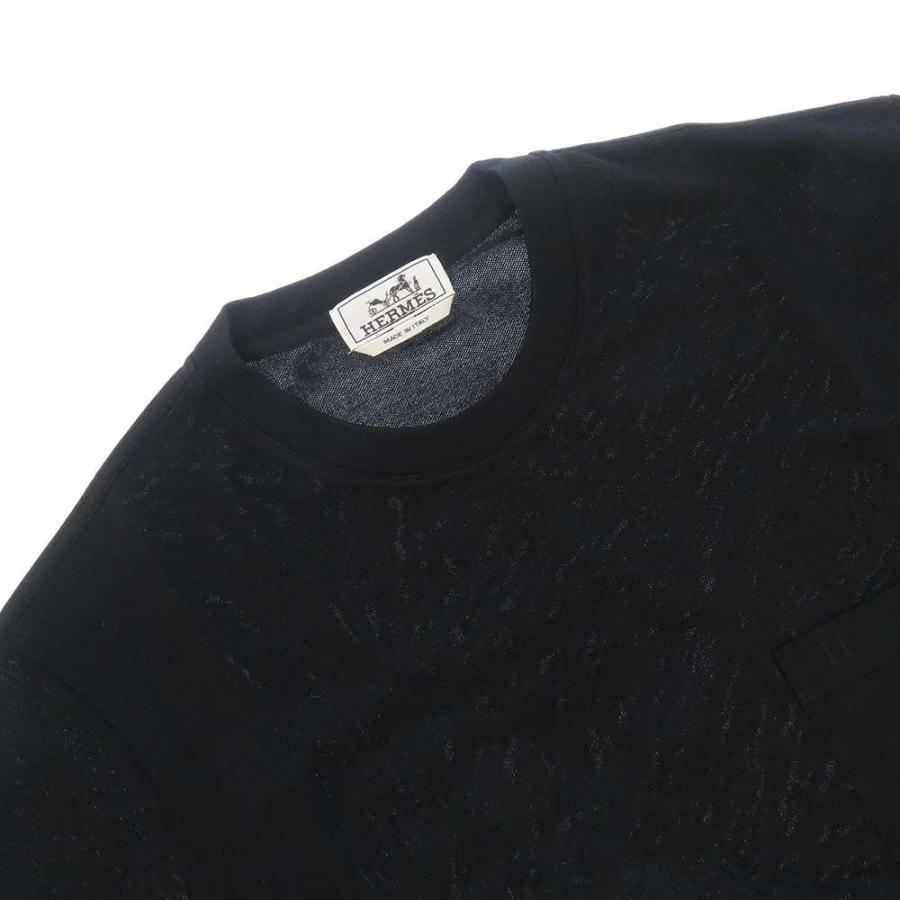 エルメス Tシャツ H 刺繍 コットン メンズサイズL HERMES トップス 黒 