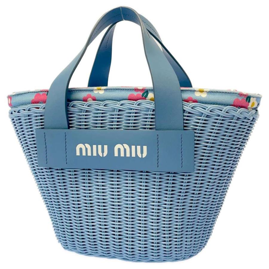ミュウミュウ ハンドバッグ カゴバッグ ラタン 5BA083 MIUMIU 花