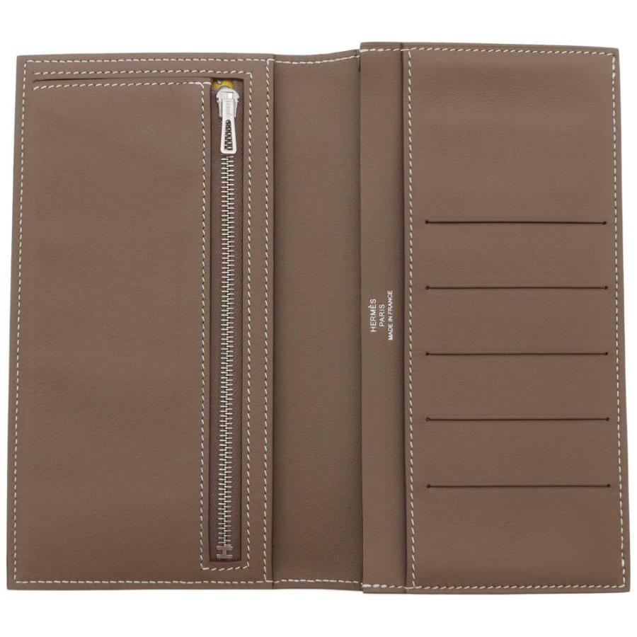 エルメス 二つ折り長財布 シチズンツイル ロング エトゥープ/シルバー