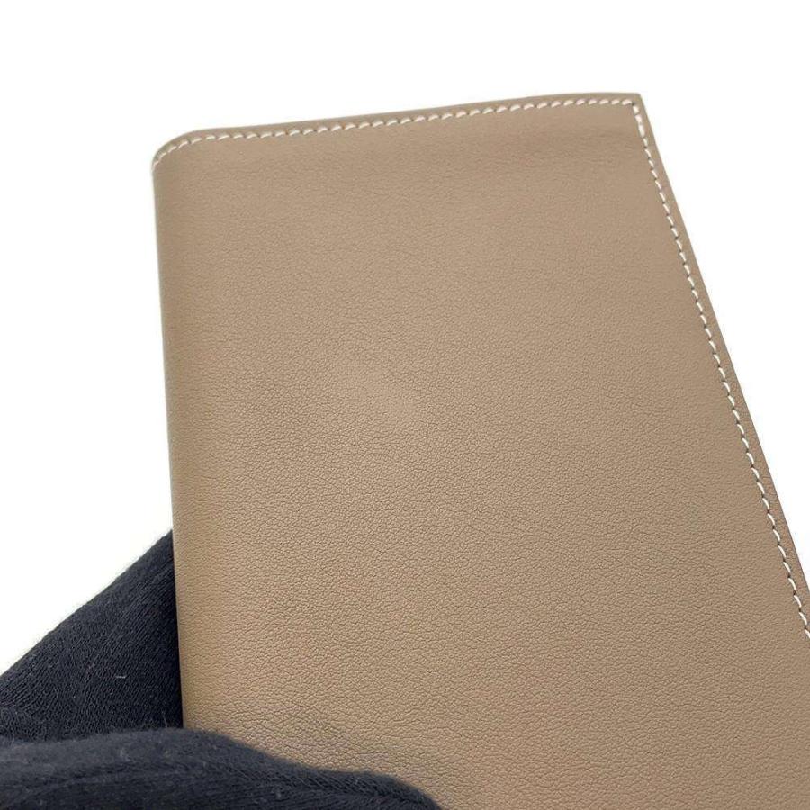 エルメス 二つ折り長財布 シチズンツイル ロング エトゥープ/シルバー