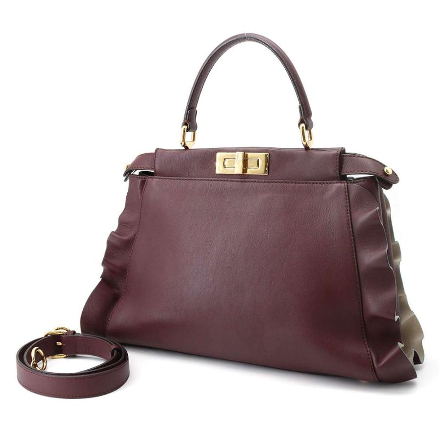 Fendi ピーカブー レギュラー 2way レザー ハンドバッグ 8BN290 ブラウン (188015