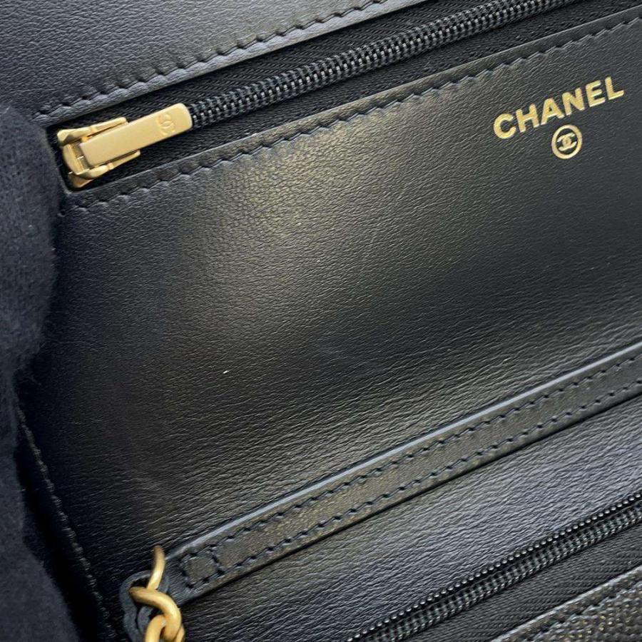 シャネル　カメリア　パーティーバッグ　チェーンウォレット　黒　アクセサリーポーチ シャネル 23K カメリア チェーンウォレット ブラック (CHANEL