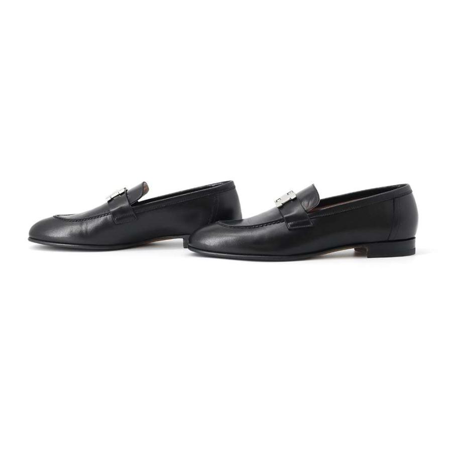 エルメス モカシン パリ ブラック/シルバー金具 レザー レディース