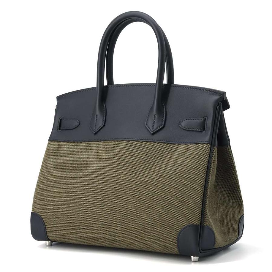 エルメス バーキン30 ブラック/ヴェールミリタリー/シルバー金具