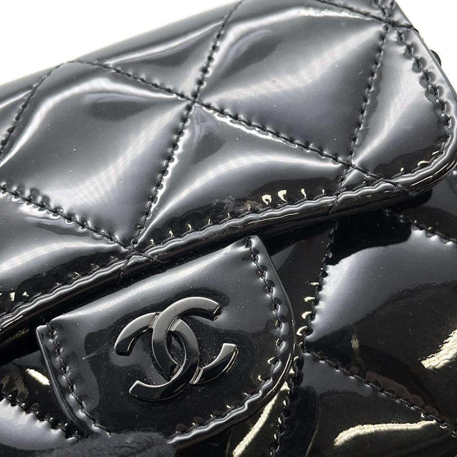 CHANEL ミニチェーンウォレット パテント ココマーク ブラック
