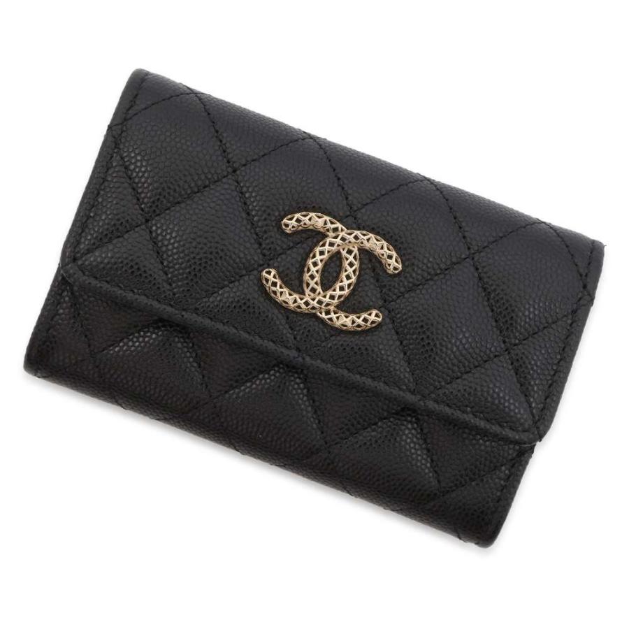 CHANEL 財布 シャネル カードケース マトラッセ ココマーク キャビアスキン AP3187