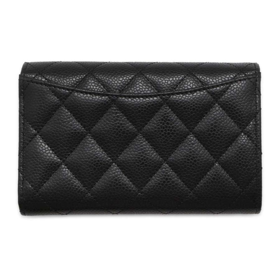 シャネル キャビアスキン マニ マトラッセ ココマーク コンパクト 黒 財布 シャネル 三つ折り財布 マトラッセ ココマーク キャビアスキン AP0232