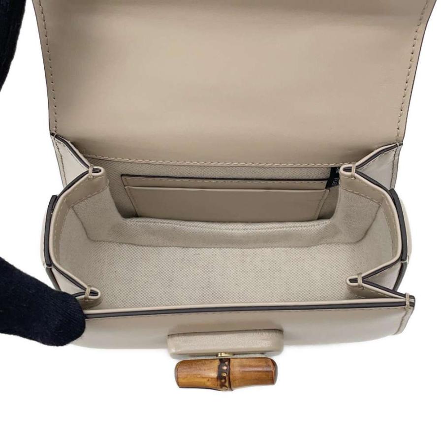 GUCCI グッチ バッグ バンブー 1947 ミニバッグ シルバー レザー ﾊﾞｯｸﾞ 686864 ショルダーバッグ
 レザー /バンブー  シルバー レディース【中古】 GUCCI Bamboo 1947 Mini Top Handle Bag Silver Leather New from