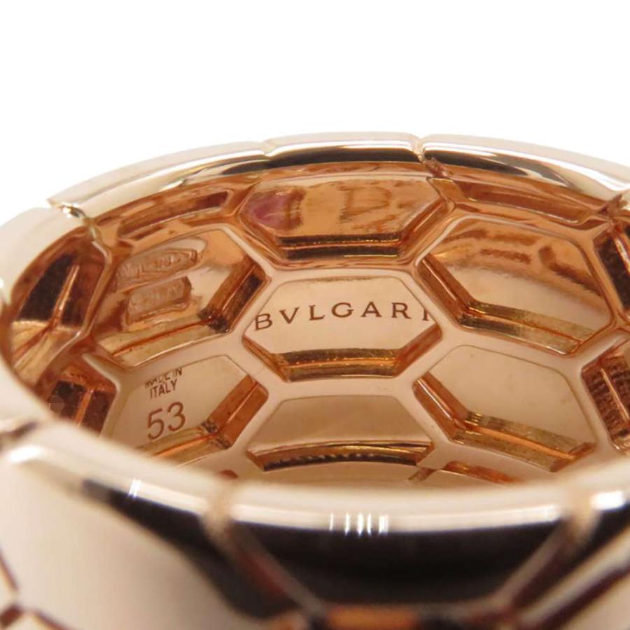 美品 BVLGARI セルペンティ PG リング Mサイズ51-53 ダイヤ ブルガリ リング セルペンティ ダイヤモンド ルベライト K18PGピンク