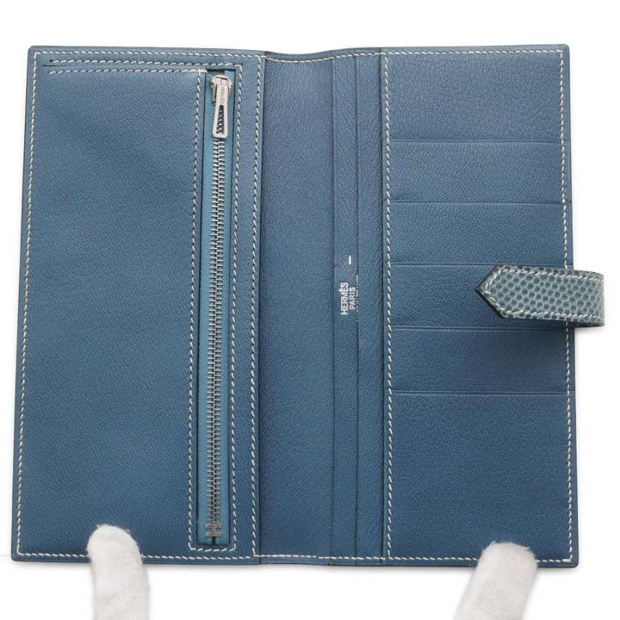 エルメス 長財布 ベアンクラシック ブルージーン/シルバー金具 