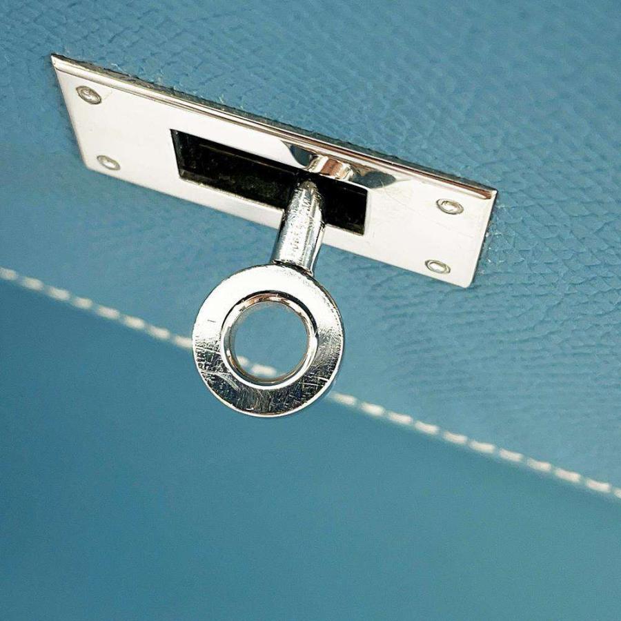 HERMES エルメス ケリーデペッシュ38 ブルージーン シルバー金具　刻印有 エルメス ケリーデペッシュ 38 外縫い ブルージーン/シルバー金具