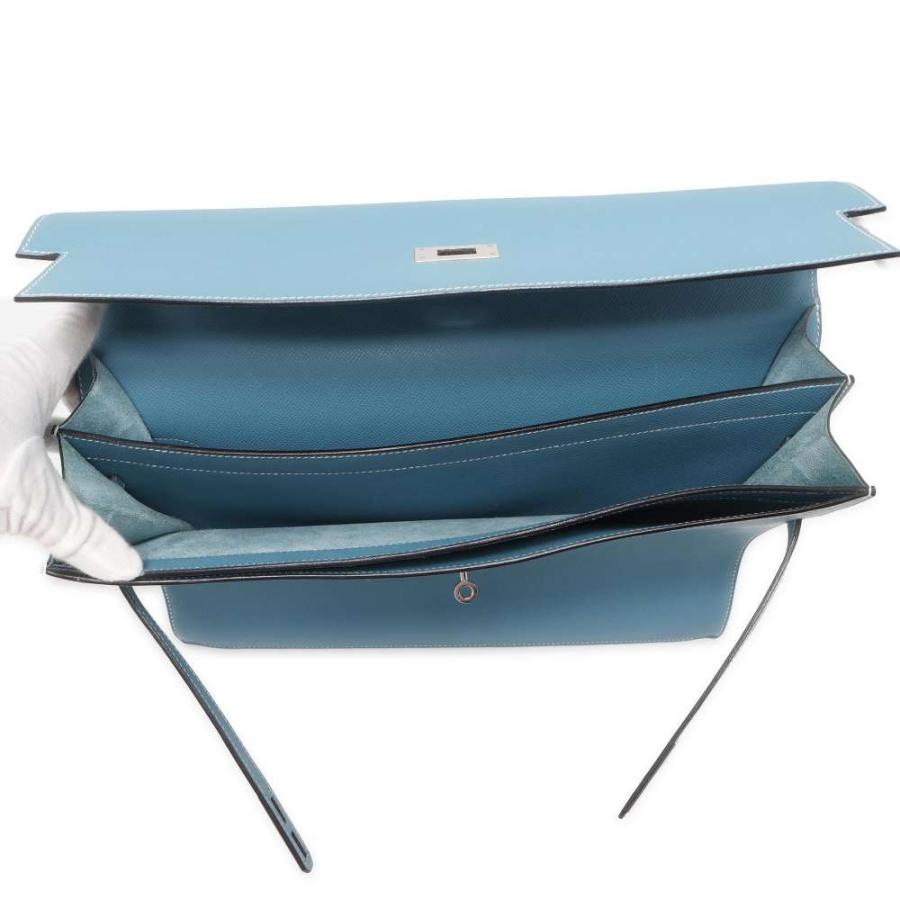 HERMES エルメス ケリーデペッシュ38 ブルージーン シルバー金具　刻印有 エルメス ケリーデペッシュ 38 外縫い ブルージーン/シルバー金具