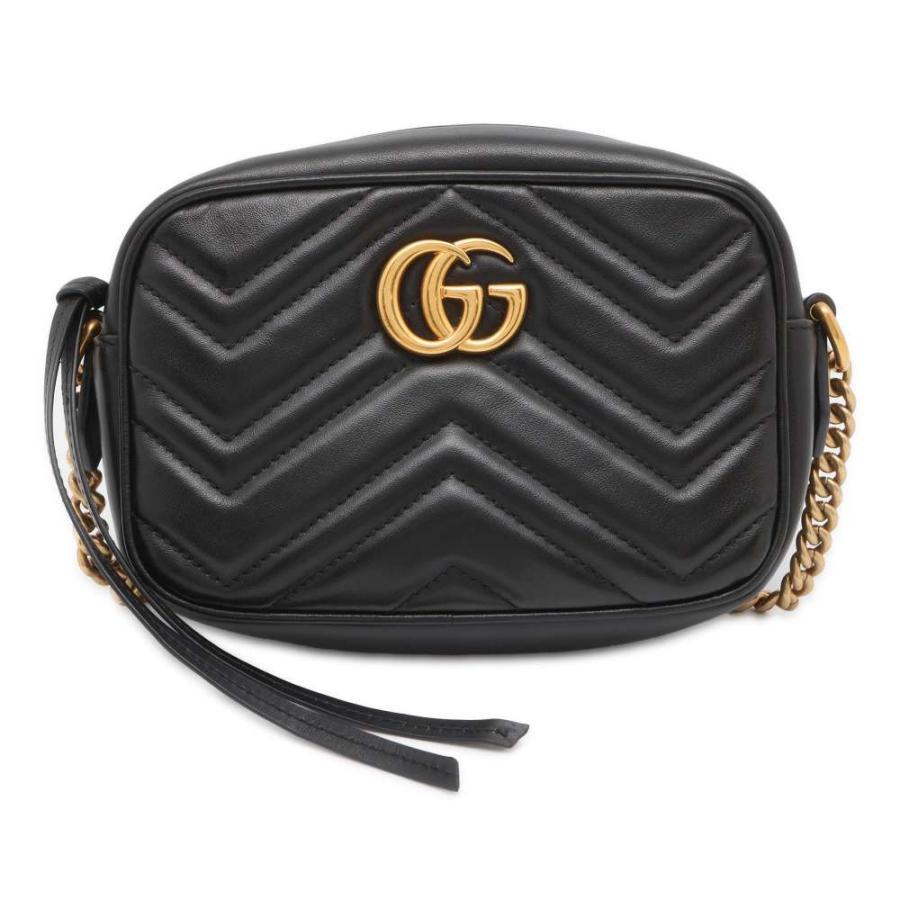 GUCCI(グッチ) ショルダーバッグ GGマーモント キルティング ミニバッグ 448065 黒 チェーンショルダー レザー グッチ ショルダーバッグ GGマーモント キルティング ミニ レザー