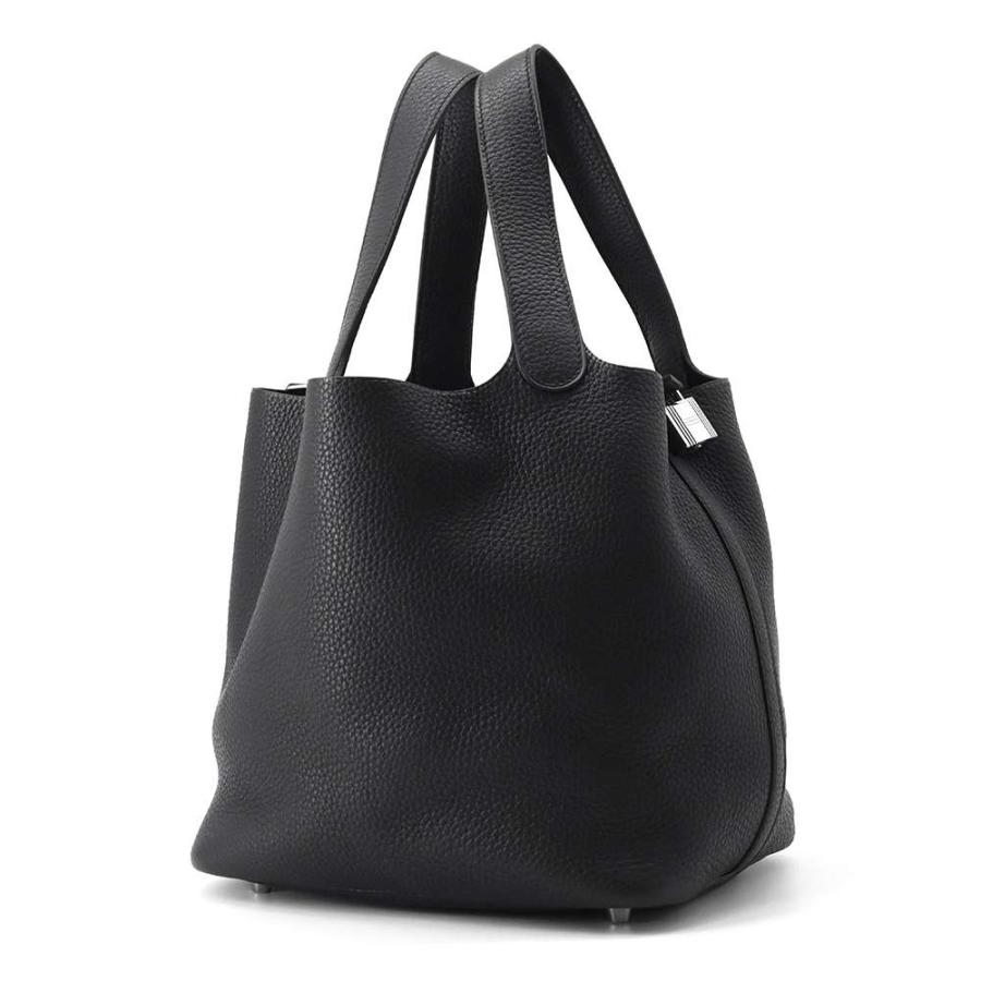 エルメス ハンドバッグ ピコタンロックMM ブラック/シルバー金具
