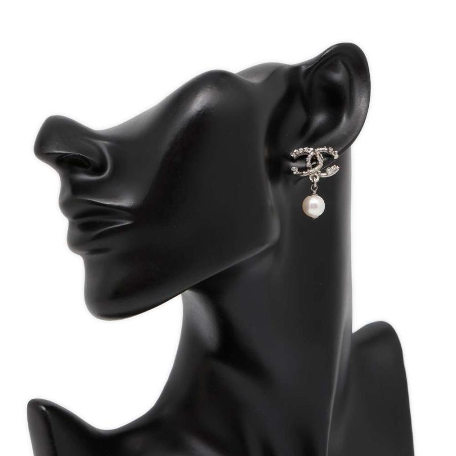 【美品】 CHANEL シャネル ココマーク C21A ラインストーン ピアス シャネル(Chanel) シャネル ピアス ココマーク メタル ライン