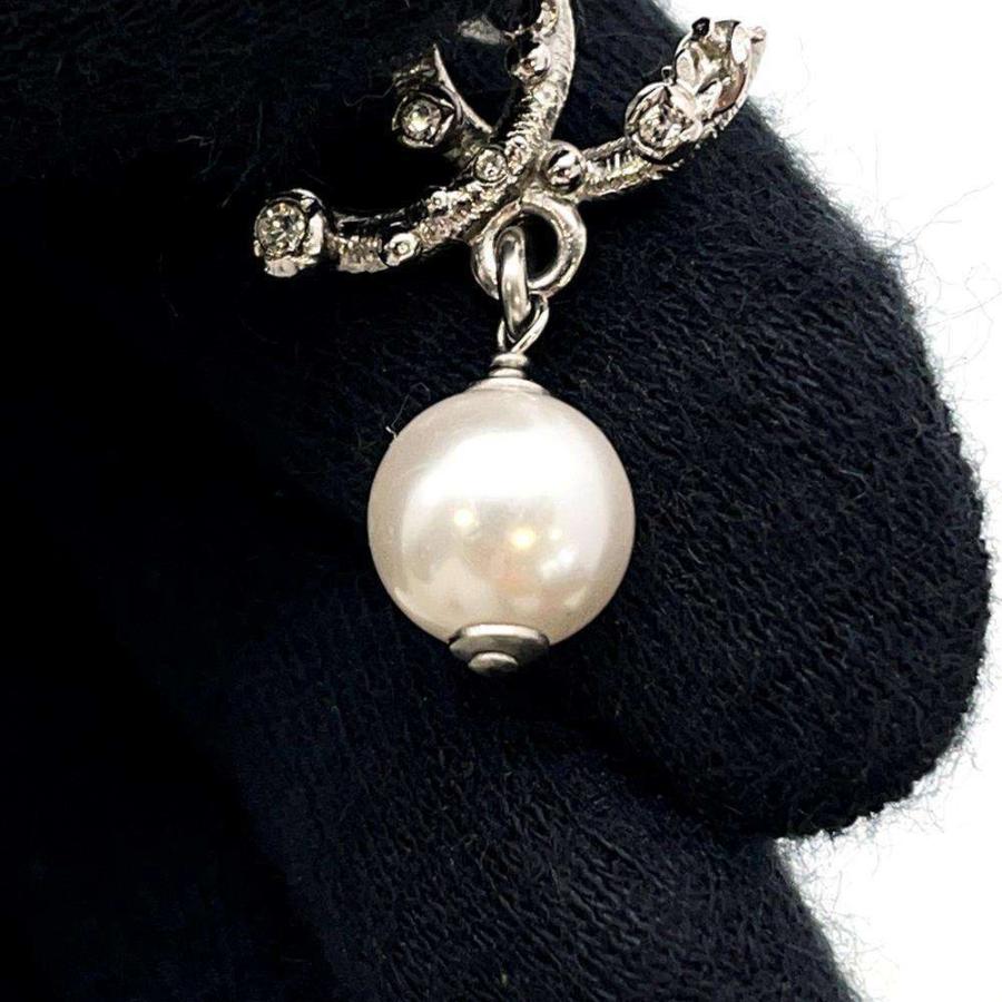 【美品】 CHANEL シャネル ココマーク C21A ラインストーン ピアス シャネル(Chanel) シャネル ピアス ココマーク メタル ライン
