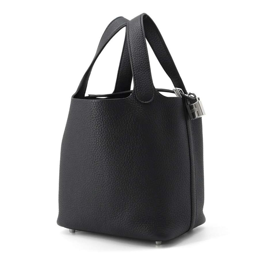 エルメス ハンドバッグ ピコタンロックPM ブラック/シルバー金具