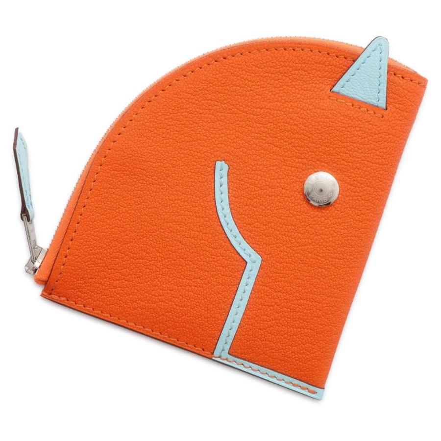 ✨エルメス　パドック シェブルミゾル ケース オレンジ B刻印✨ エルメス コインケース パドック ウォレット オレンジ/ブルーブリュム