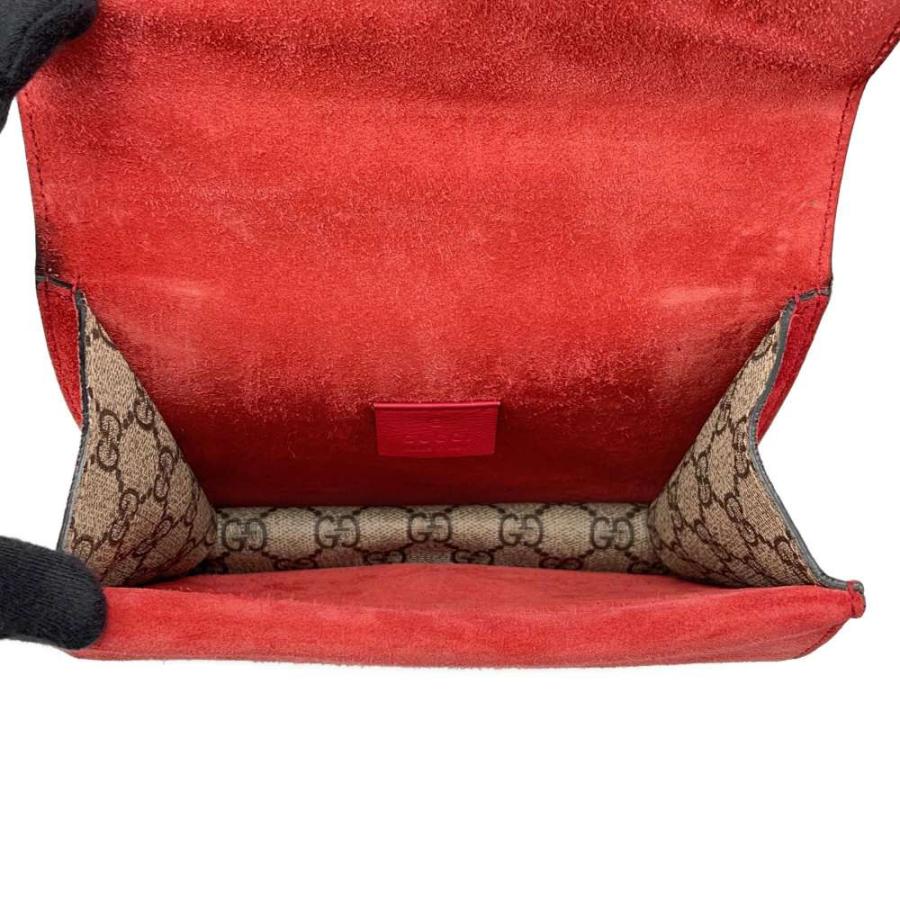 GUCCI(グッチ) ショルダーバッグ ディオニュソス GGスプリーム ミニ バッグ 421970 ベージュ×エボニー×レッド チェーンショルダー GUCCI Dionysus Mini GG Supreme Canvas Crossbody Bag Beige 421970