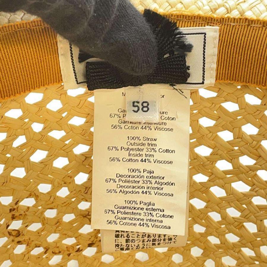 エルメス ストローハット アデル Hロゴ サイズ58 HERMES 帽子 麦わら