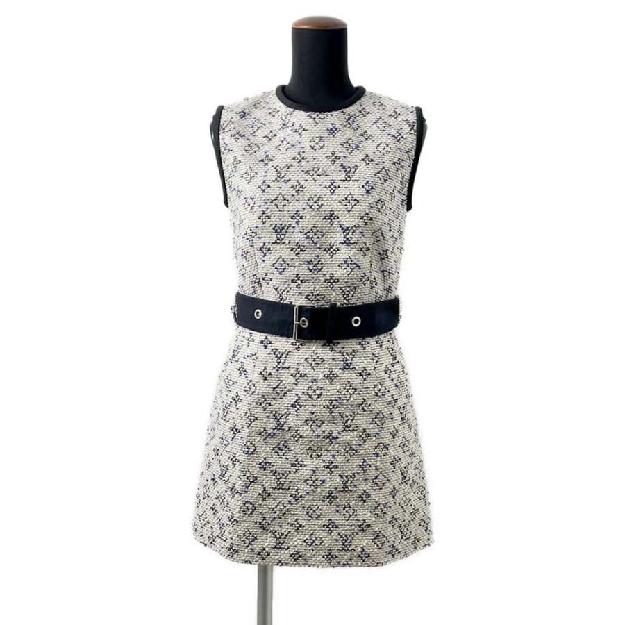 ルイヴィトン ワンピース ノースリーブ モノグラム ツイード  