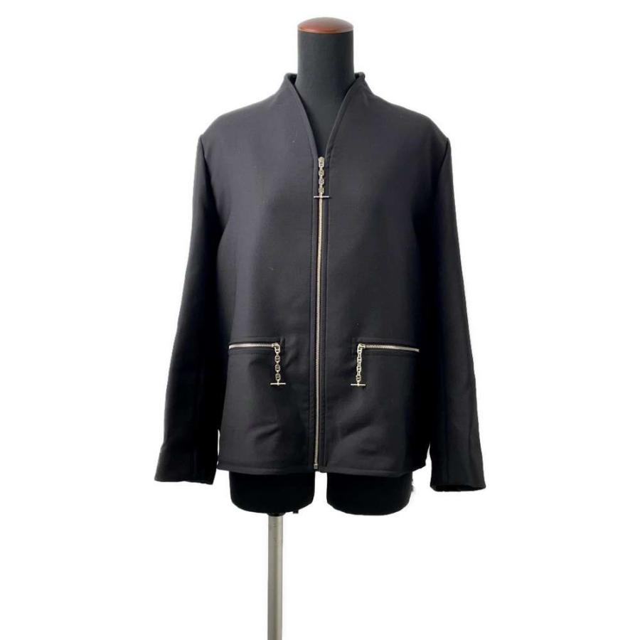 エルメス ジャケット シェーヌダンクル ノーカラー ブルゾン 