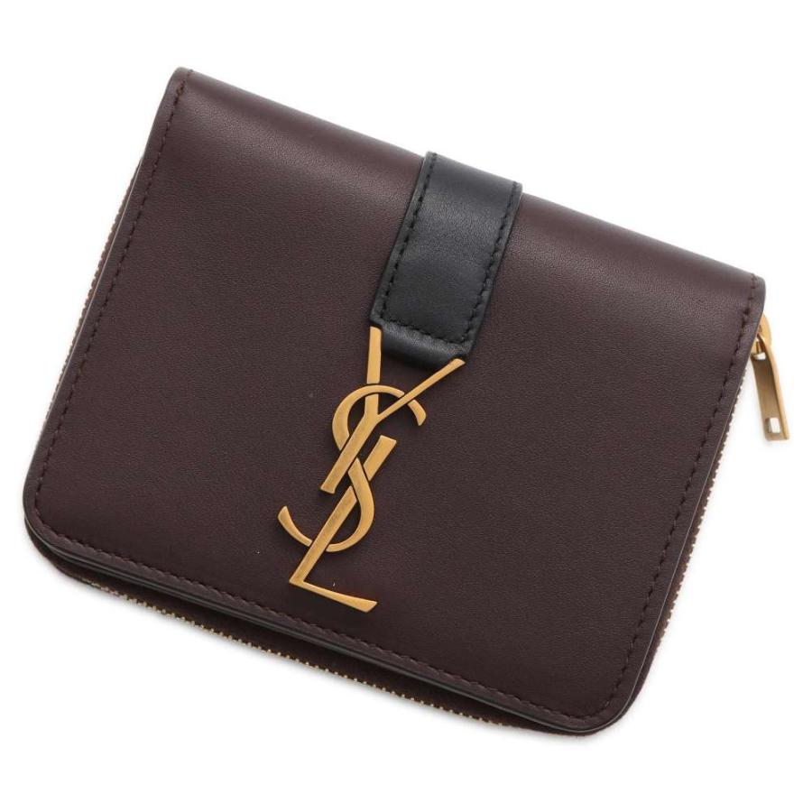 サンローランパリ 二つ折り財布 YSLライン コンパクト ジップ  