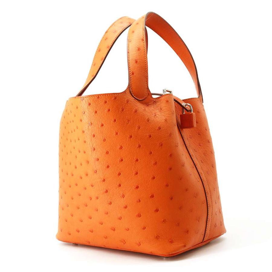 エルメス ハンドバッグ ピコタンロックMM タンジェリン/シルバー金具