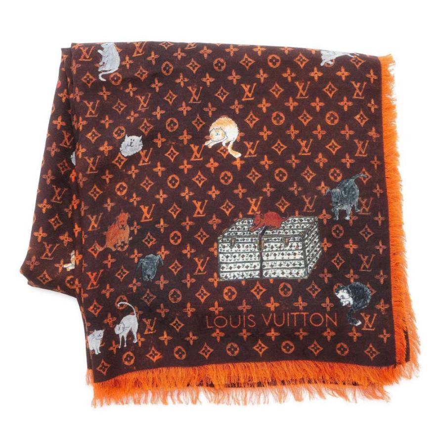 ルイヴィトン ストール キャットグラム モノグラム 大判 ウール シルク  