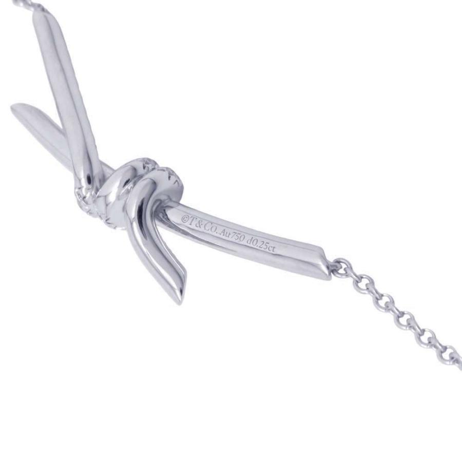 Tiffany & Co. K18WG ダイヤモンド ノット ネックレス ティファニー ネックレス ノット ペンダント ダイヤモンド 計0.25ct