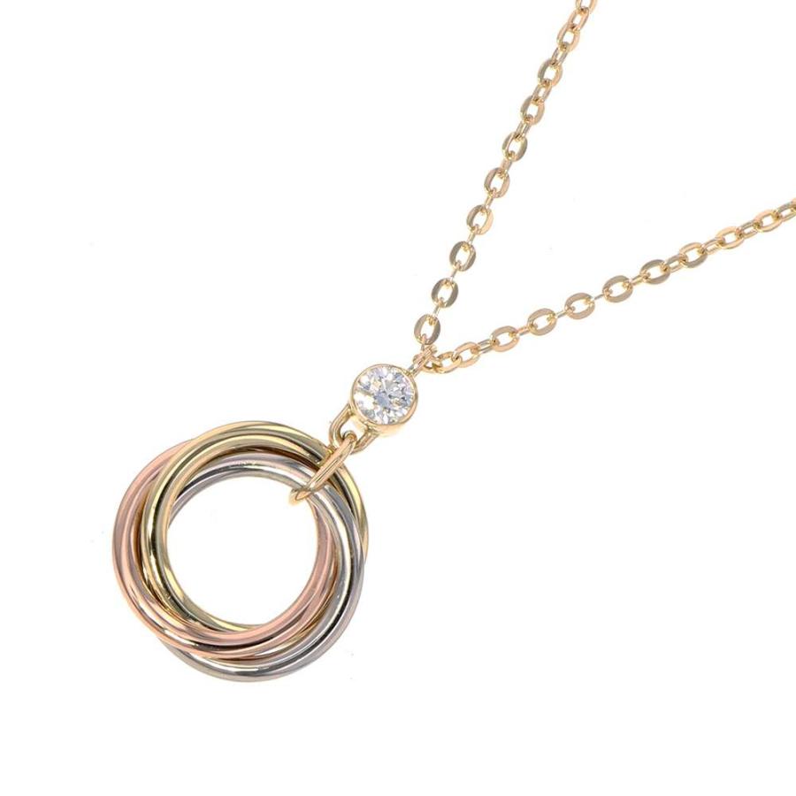 カルティエ ネックレス トリニティ ダイヤモンド 1P 計0.05ct K18YG