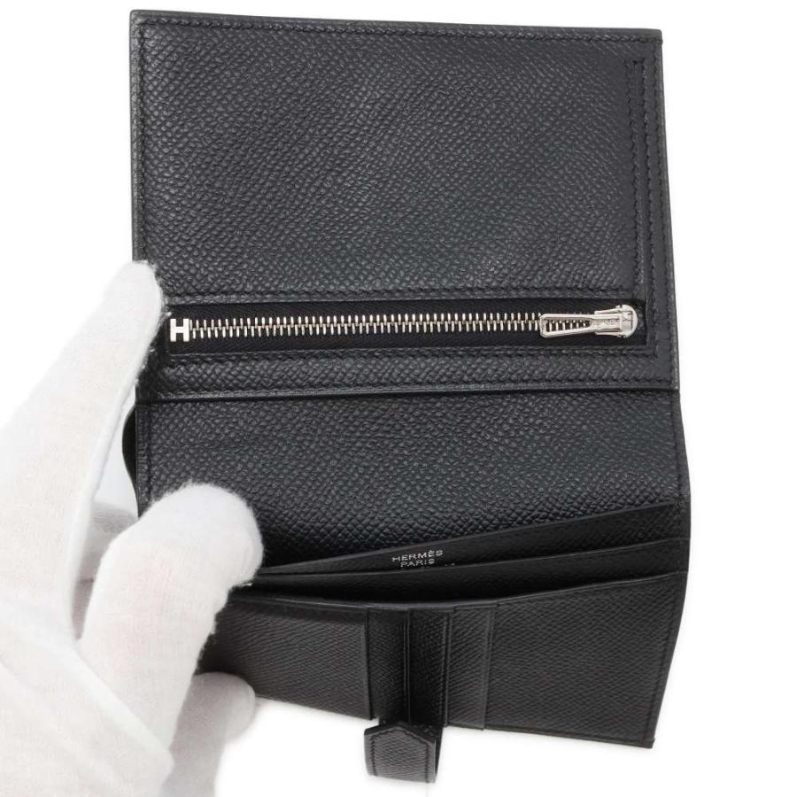 エルメス 二つ折り財布 ベアンコンパクト ブラック/シルバー金具