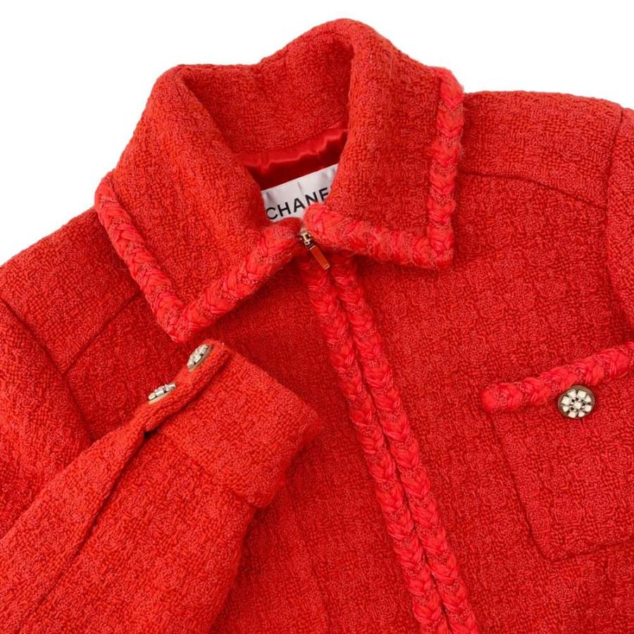 シャネル ジャケット ツイード ジップアップ ウール レディースサイズ  