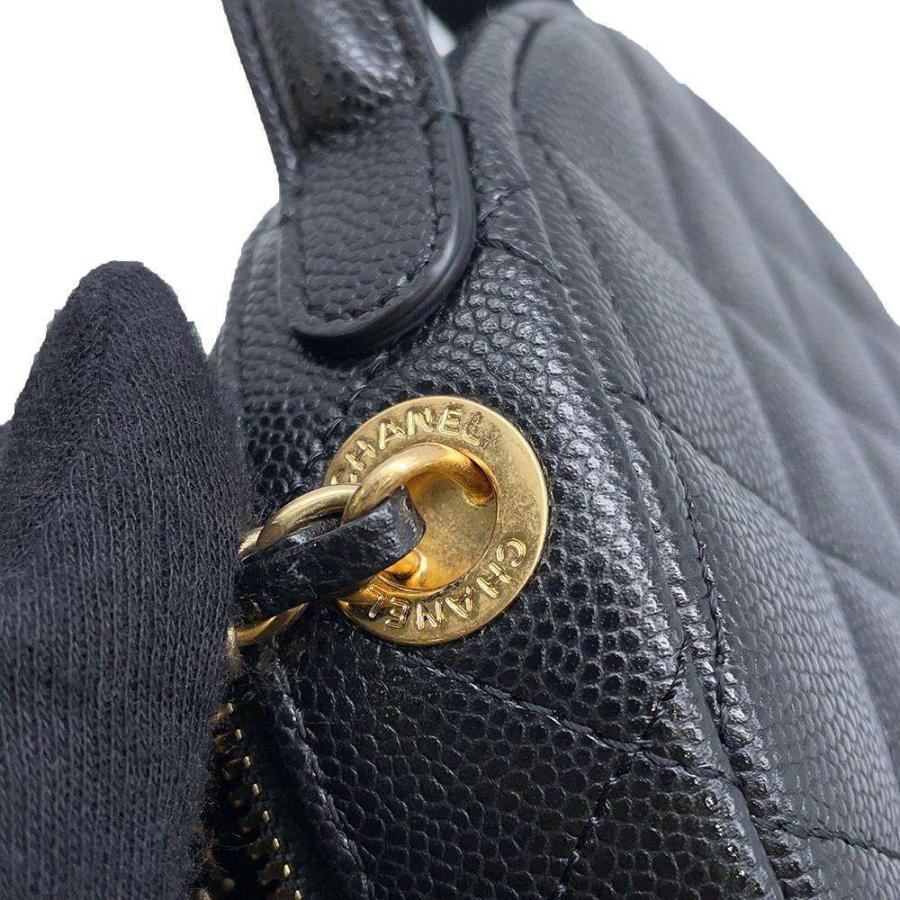 CHANEL ブラックレザーバニティバッグ シャネル チェーンショルダーバッグ バニティ スモール マトラッセ