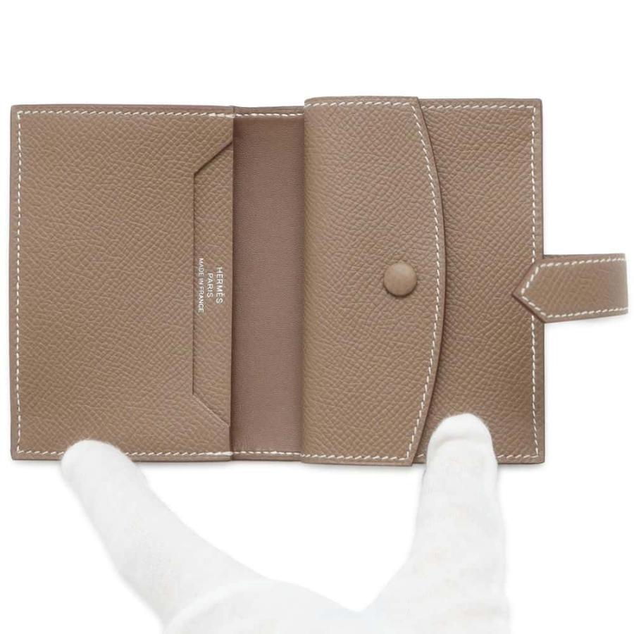 エルメス カードケース ベアン ミニ エトゥープ/シルバー金具 エプソン