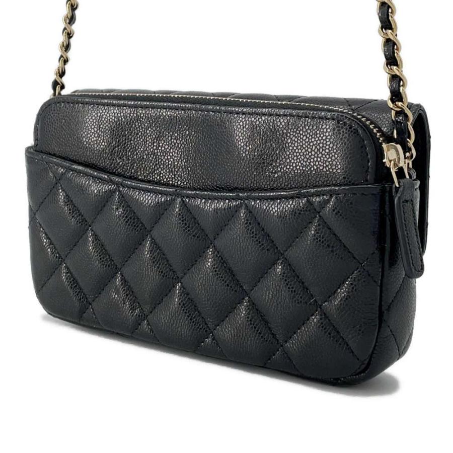 シャネル チェーンショルダーバッグ マトラッセ ココマーク フラップ フォンケース キャビアスキン AP2096 CHANEL 白 シャネル チェーンショルダーバッグ フラップ フォンケース マトラッセ