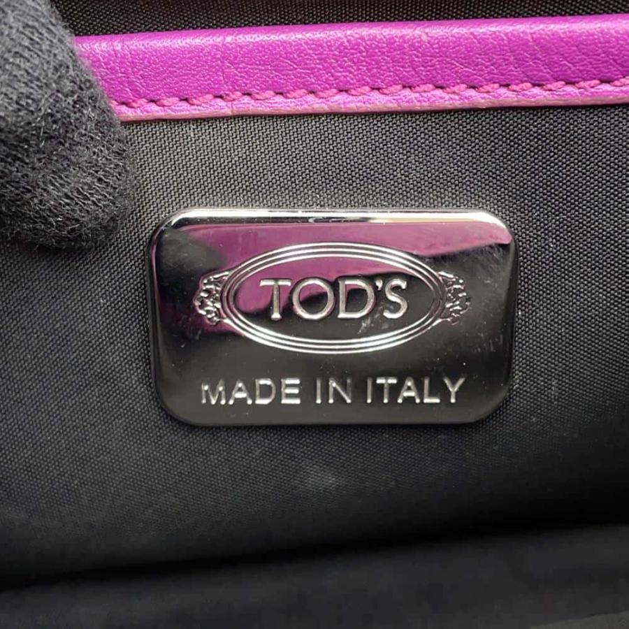 TOD’S パープル　本革　ショルダーバッグ　チェーンストラップ　金具ロゴ トッズ チェーンショルダーバッグ ダブルティー TOD'S ダブルT