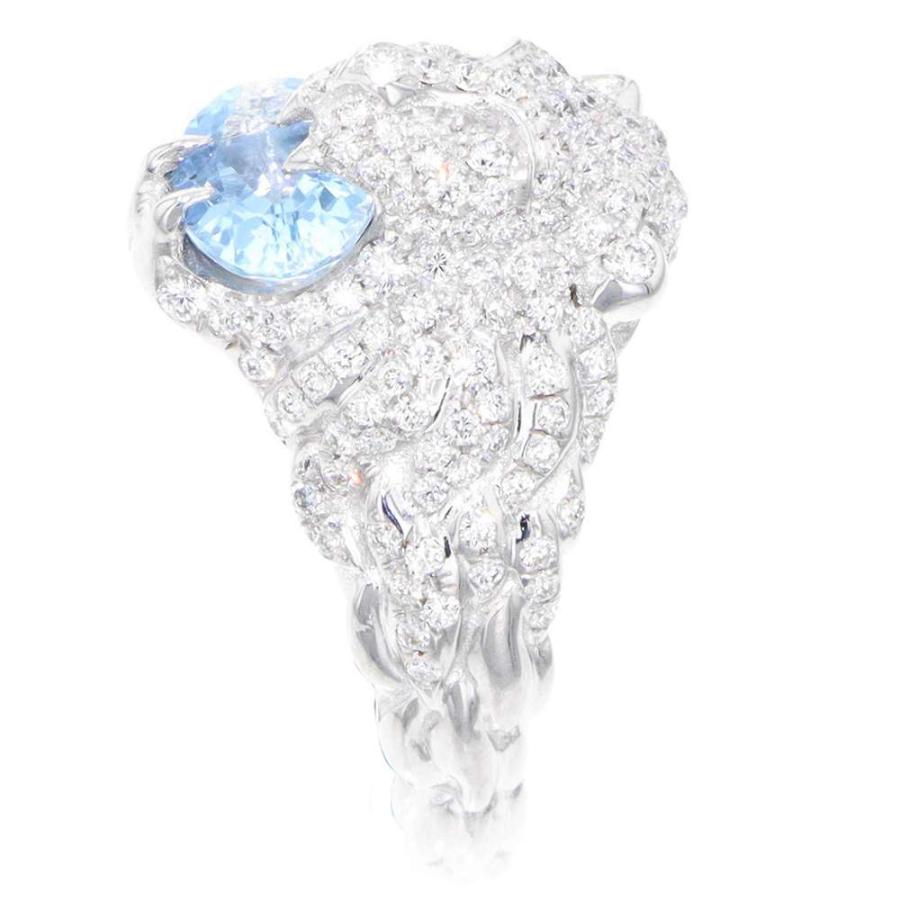 ☆グッチ リング ライオンヘッド アクアマリン ダイヤモンド K18WG 
