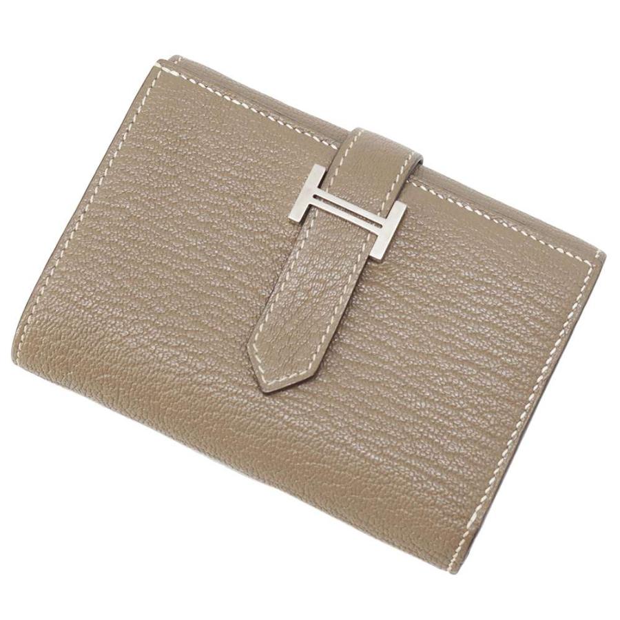 エルメス 三つ折り財布 ベアンコンビネ エトゥープ/シルバー金具 
