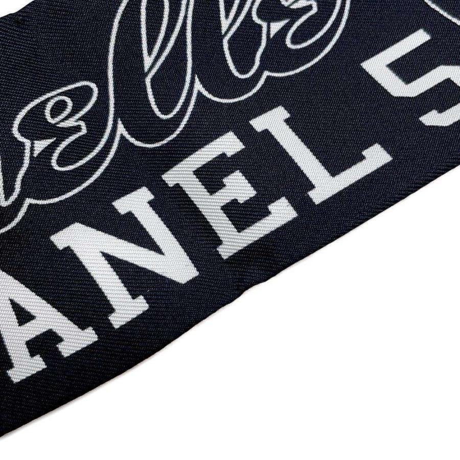 シャネル スカーフ ロゴ ココマーク シルク CHANEL 黒 【安心保証