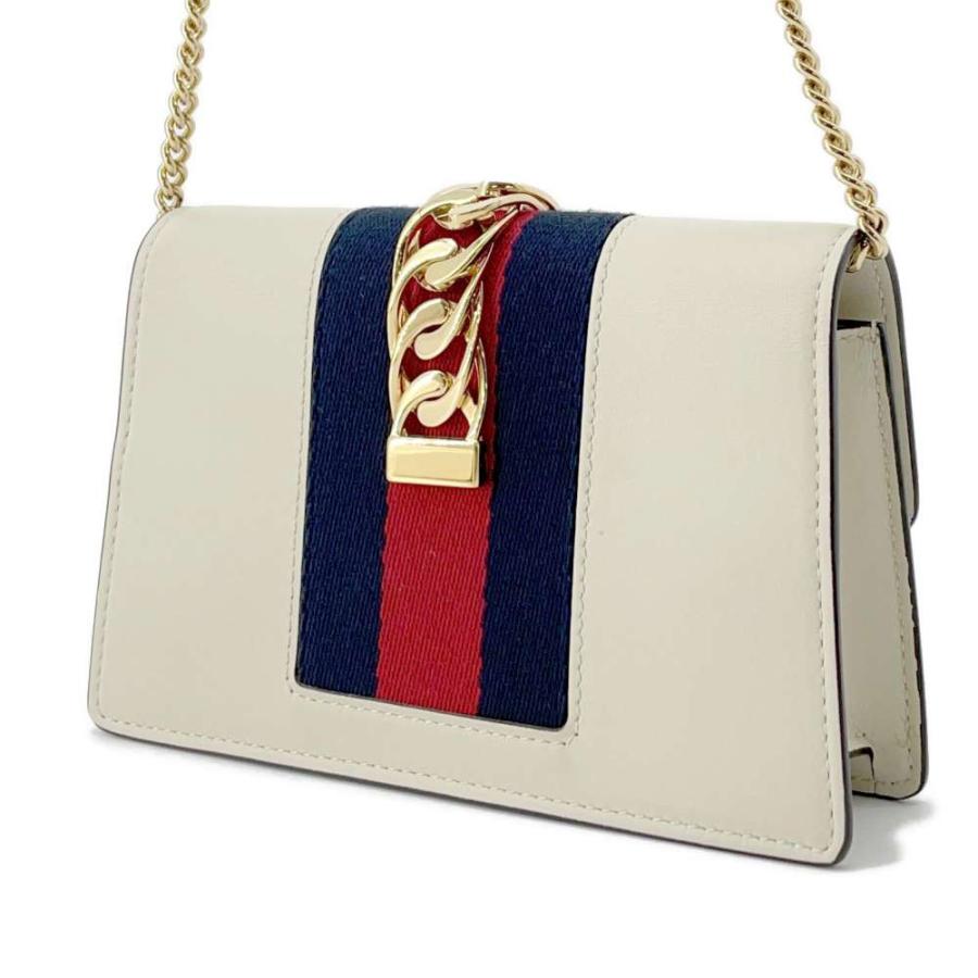 ☆グッチ チェーンショルダーバッグ シルヴィ ミニ ウェブ レザー 