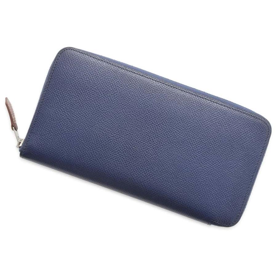 エルメス 長財布 アザップロング シルクイン ブルーネイビー/シルバー 