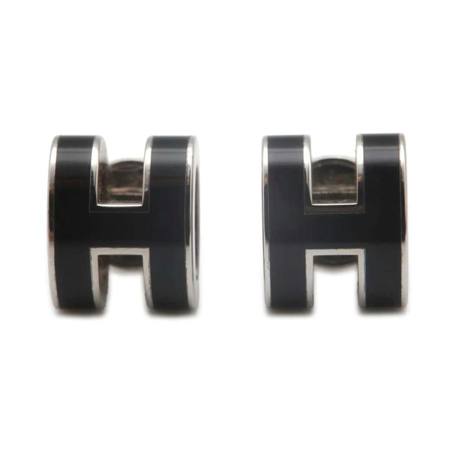 エルメス ピアス ミニ・ポップアッシュ ブラック/シルバー金具 H