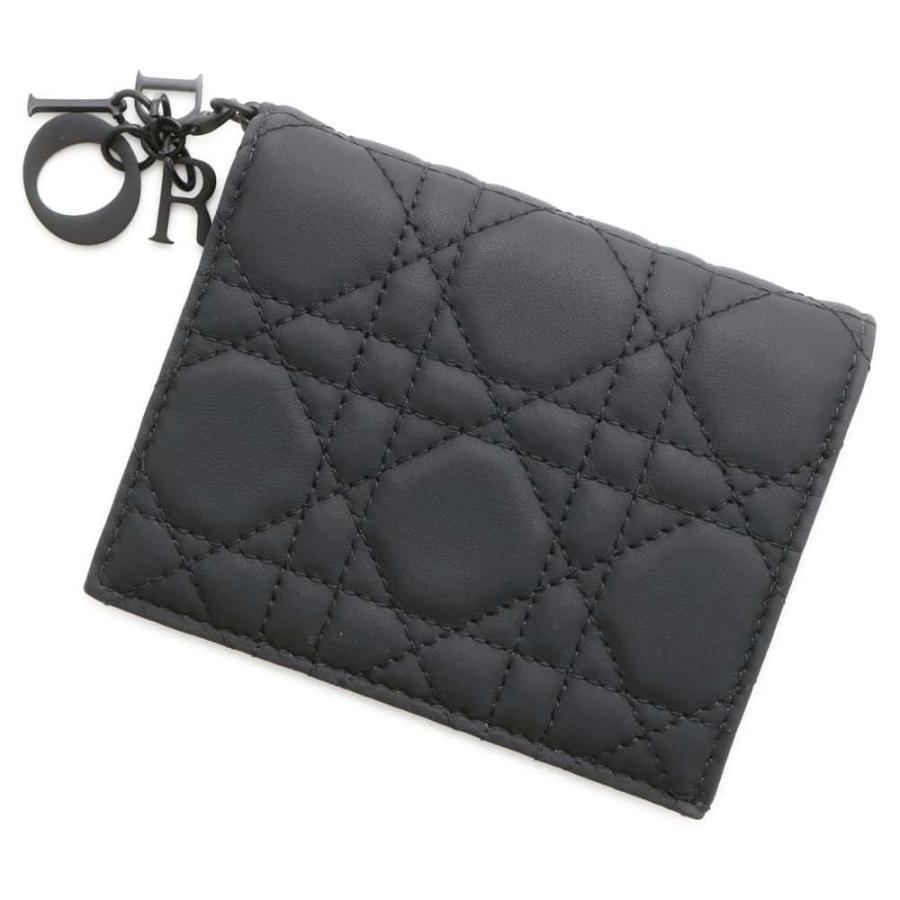 Dior カナージュ 2つ折り 財布 ミニ ウォレット ブラック