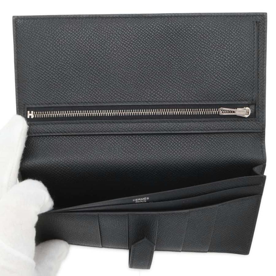 エルメス 長財布 ベアンスフレ ブラック/シルバー金具 エプソン W刻印