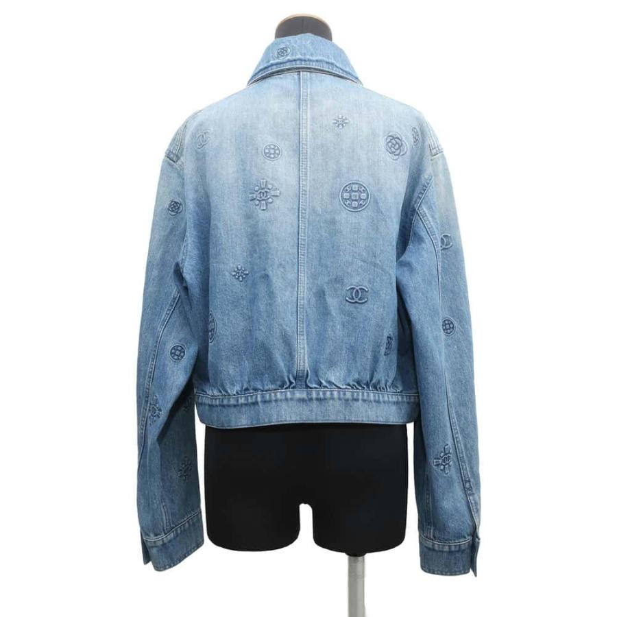 シャネル ジャケット デニム ココマーク CC カメリア コットン
