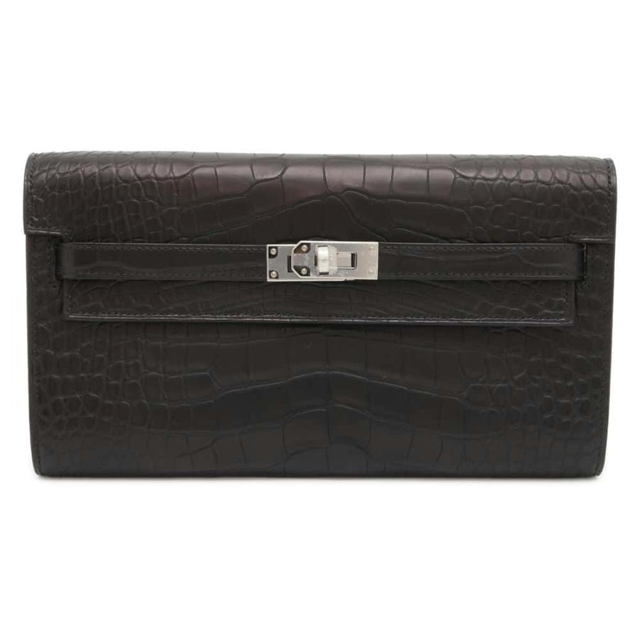 エルメス ケリーウォレット ロング トゥーゴー ブラック/シルバー金具