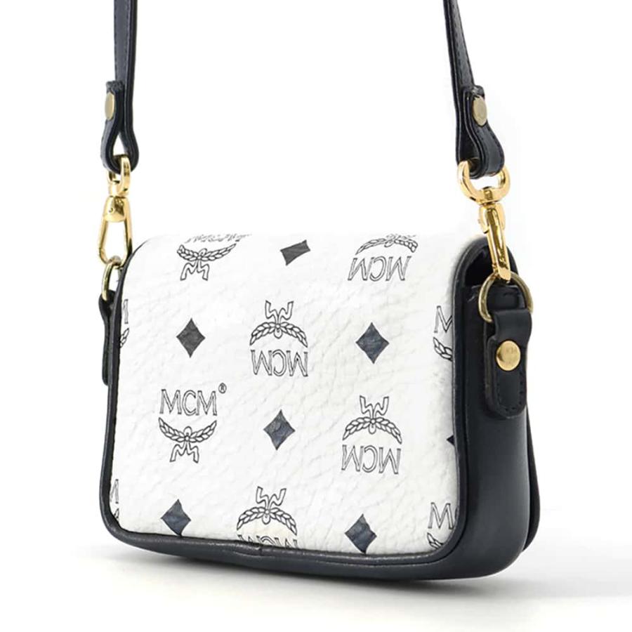 エムシーエム ショルダーバッグ ロゴ レザー MCM バッグ 白 【安心保証