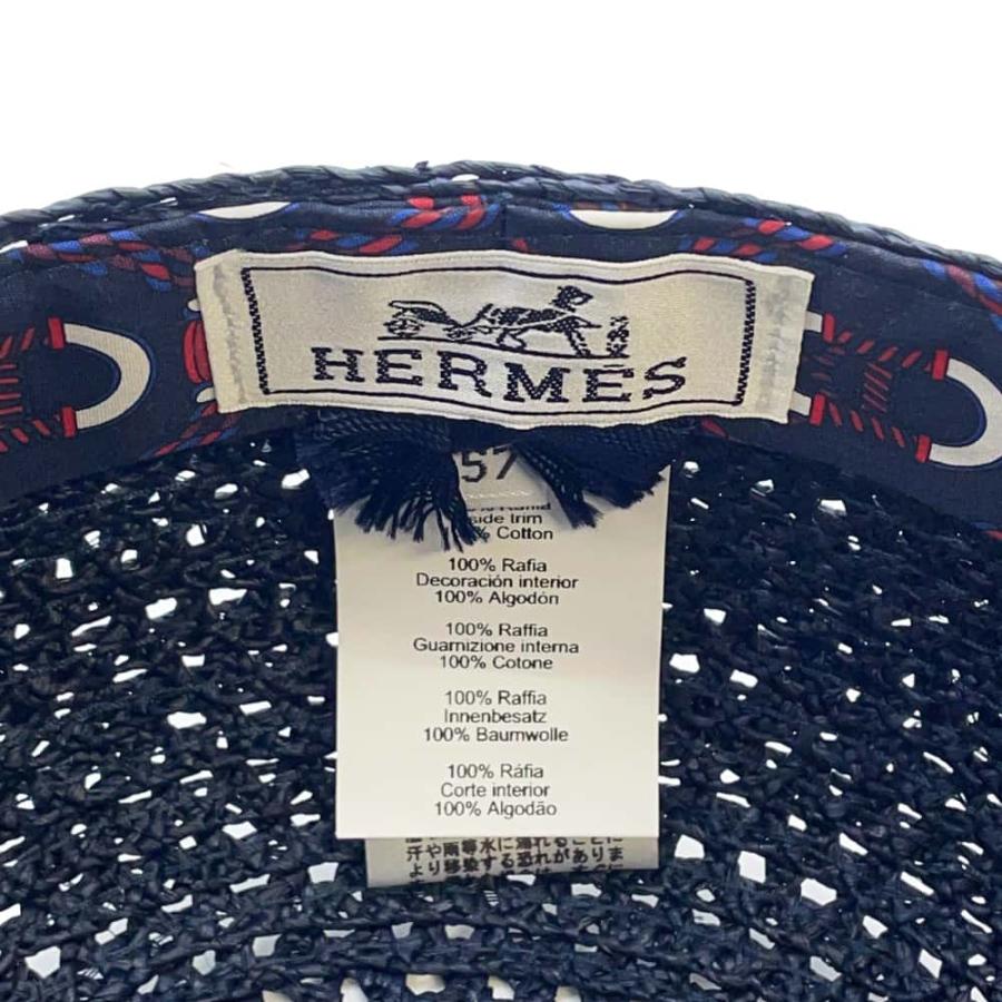 エルメス キャスケット ガラテ セリエボタン ラフィア サイズ57 HERMES